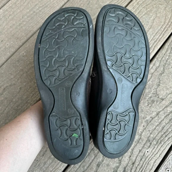 SOLD Birkenstock Footprints Brown Leather Slip On Clogs 39 US 8.5 Comfort Shoes - Picture 7 of 10